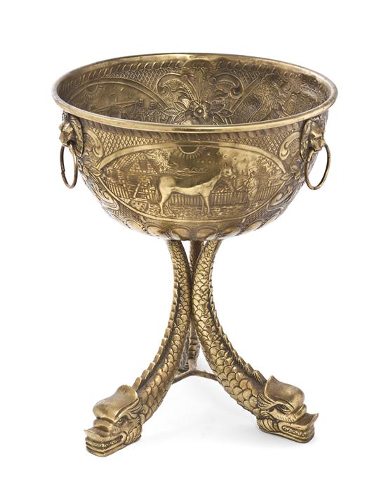 A Continental Brass Brazier the
