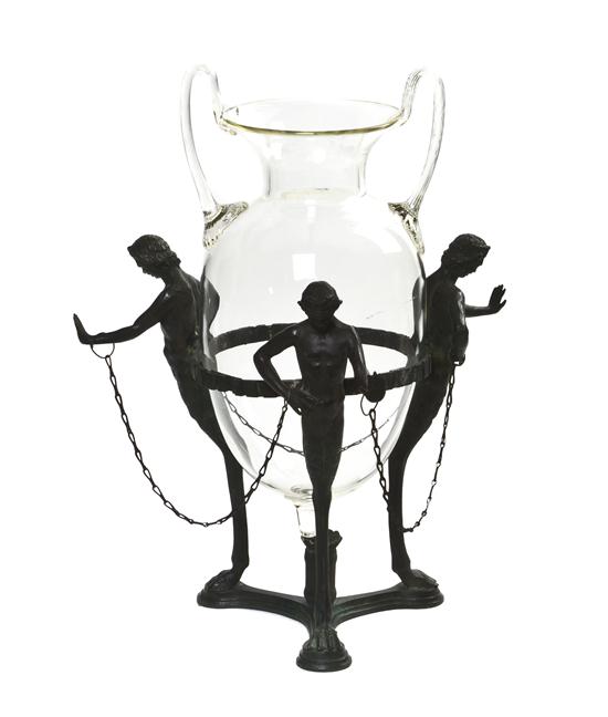A Continental Bronze and Glass