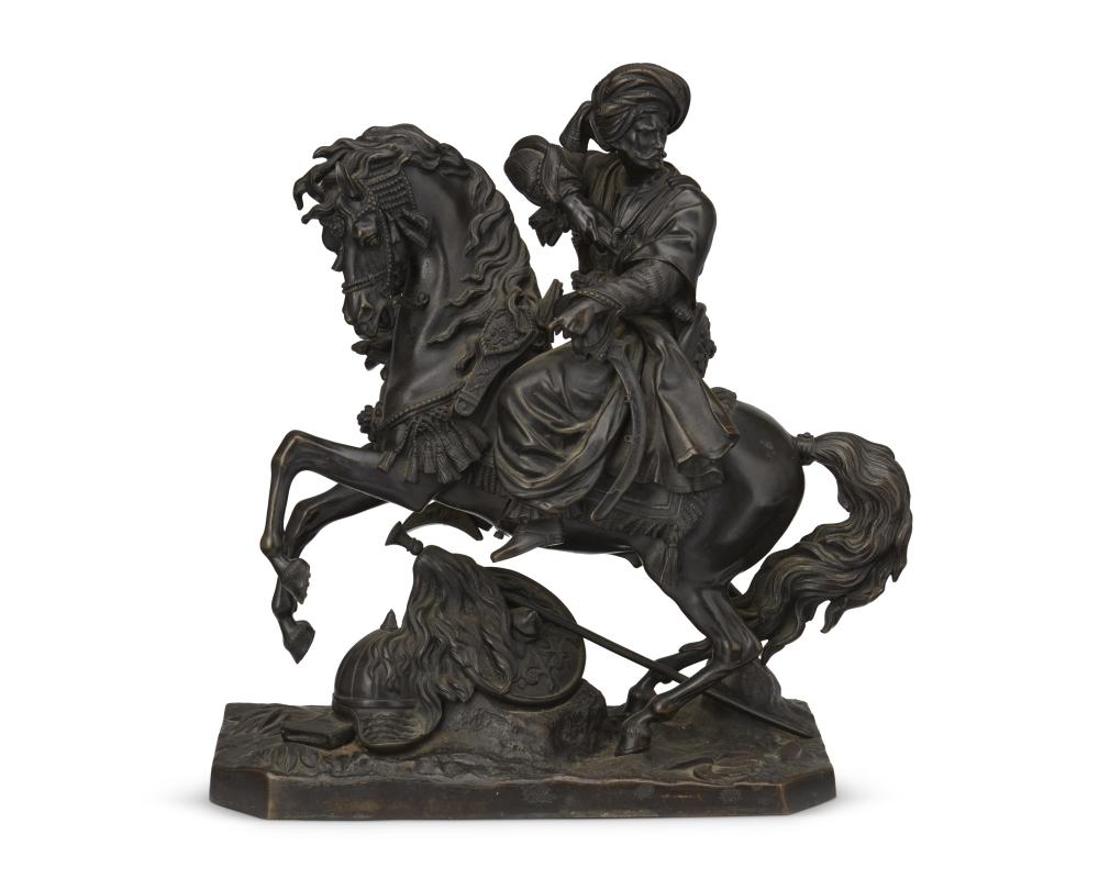 A CONTINENTAL BRONZE FIGURE ON