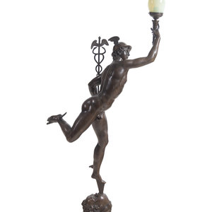 A Continental Bronze Newel Post