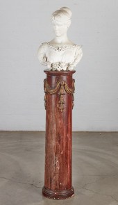 A CONTINENTAL CARVED MARBLE BU