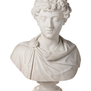 A Continental Carved Marble Bust of