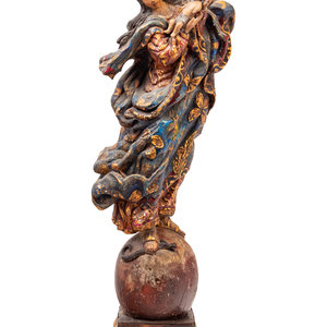 A Continental Carved, Polychromed