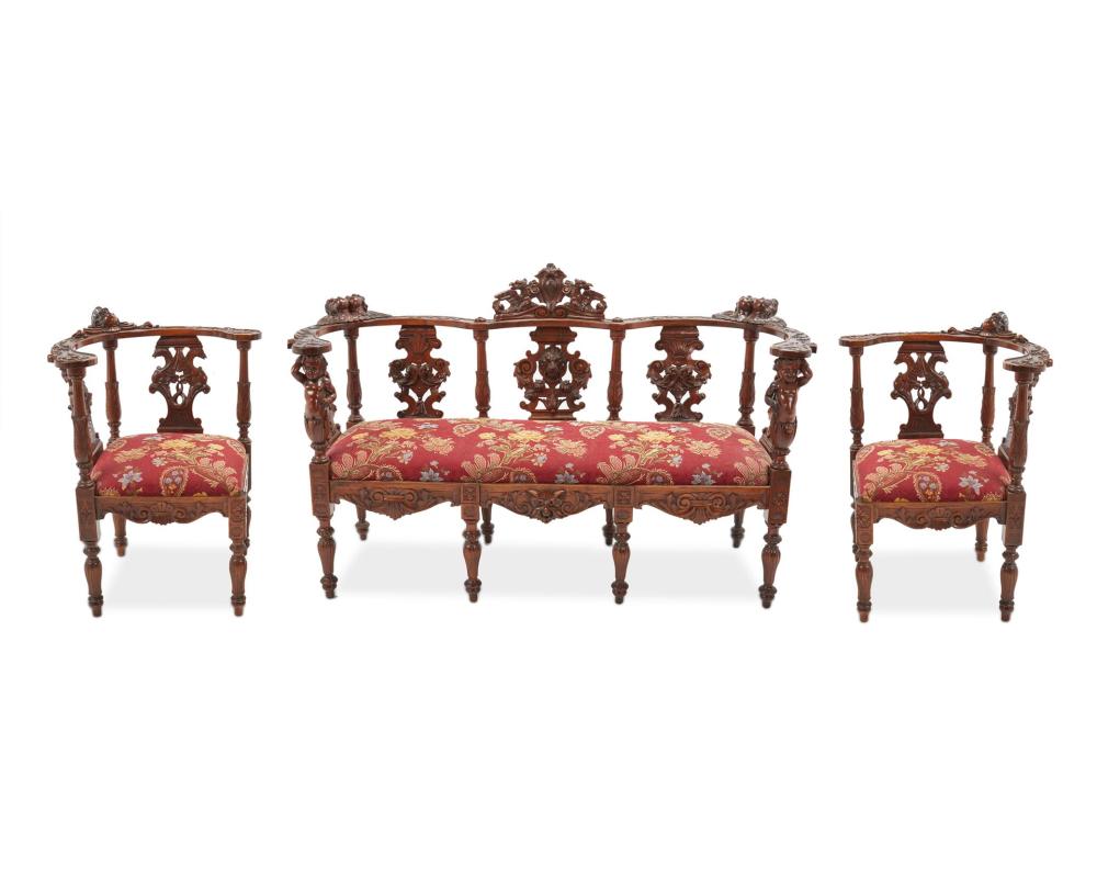 A CONTINENTAL CARVED WOOD PARLOR