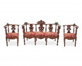 A CONTINENTAL CARVED WOOD PARL
