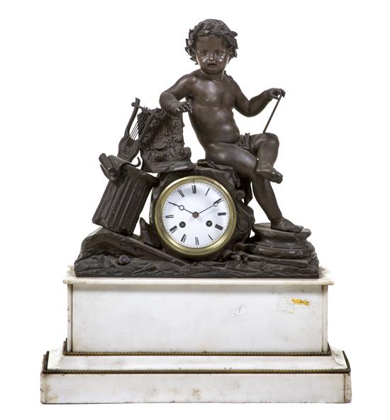 A Continental Cast Metal and Marble