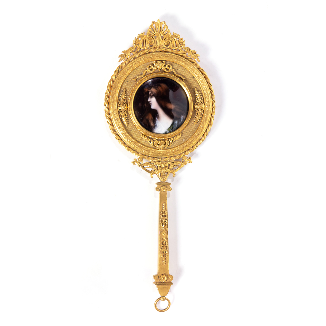 A CONTINENTAL ENAMEL INSET GILT