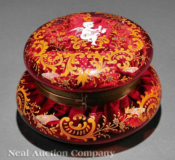 A Continental Enameled Cranberry
