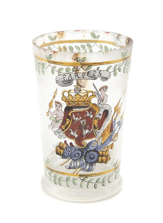 A Continental Enameled Glass Beaker