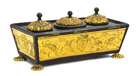 A Continental Gilt Bronze Encrier