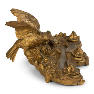 A Continental Gilt Bronze Inkwell