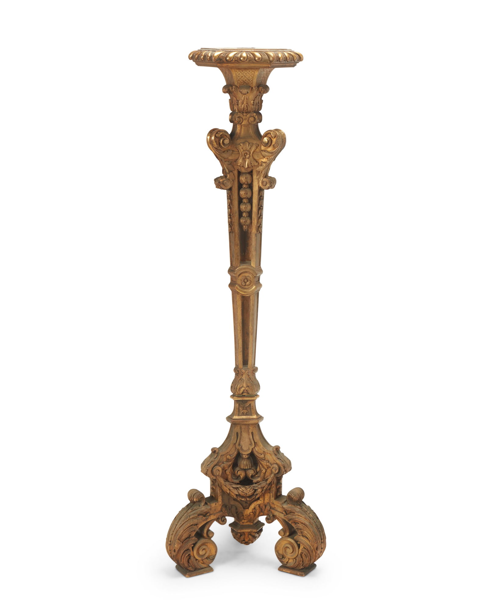 A CONTINENTAL GILTWOOD PEDESTAL