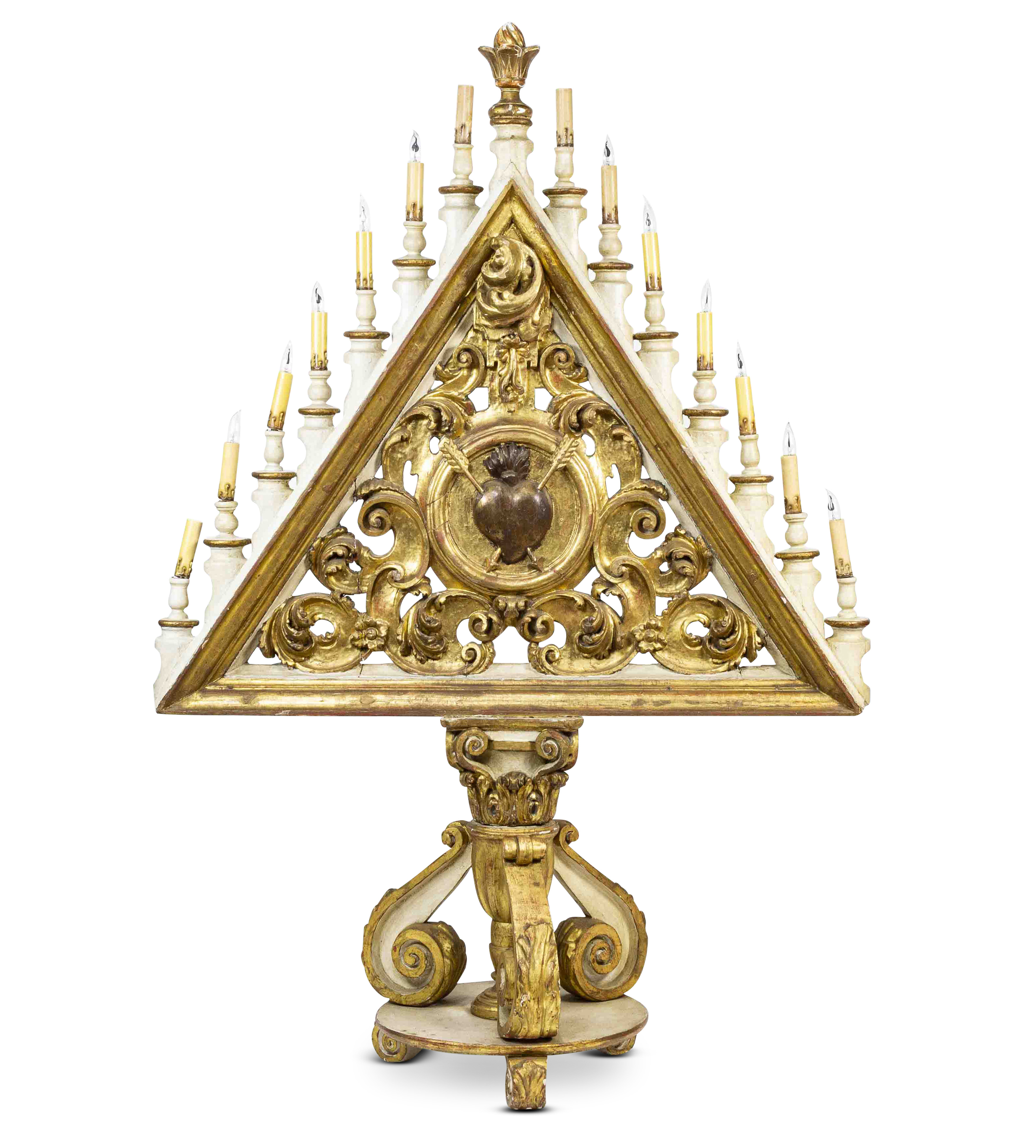 A CONTINENTAL GOTHIC CANDELABRA A