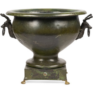 A Continental Green Tole Jardinière