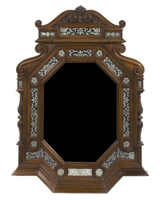 A Continental Mahogany Mirror