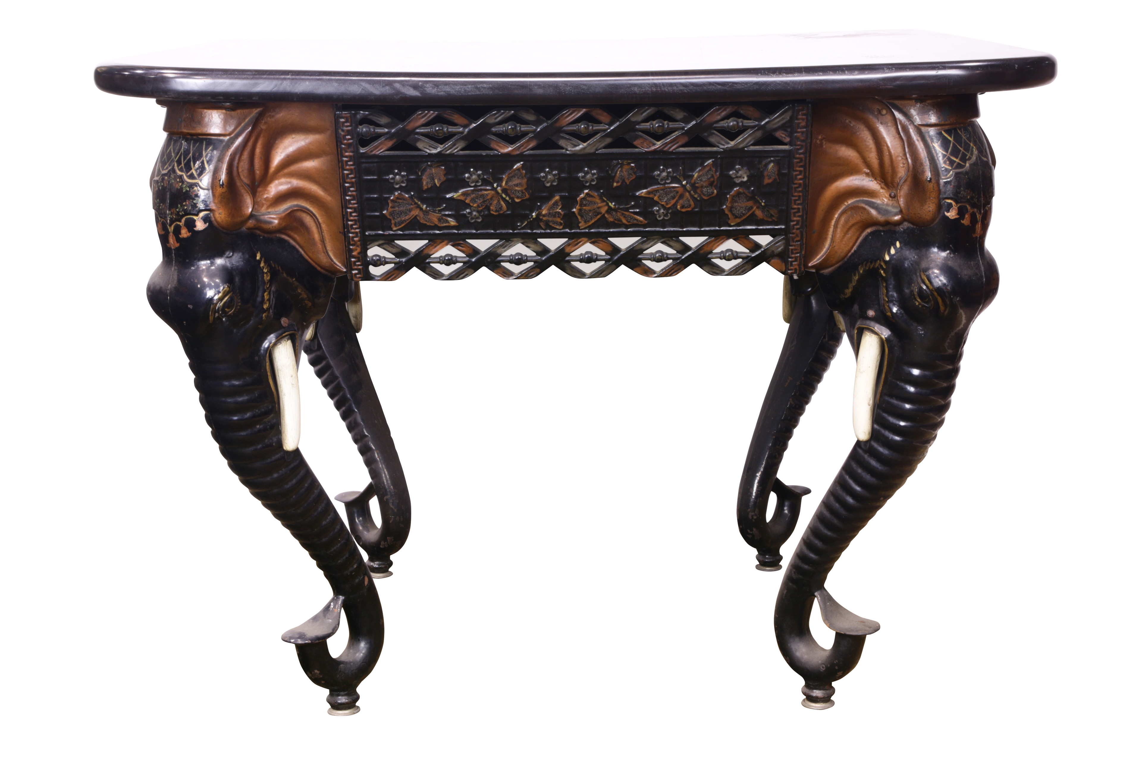A CONTINENTAL PAINTED CAST-IRON