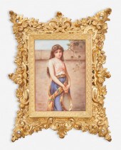 A CONTINENTAL PAINTED PORCELAI