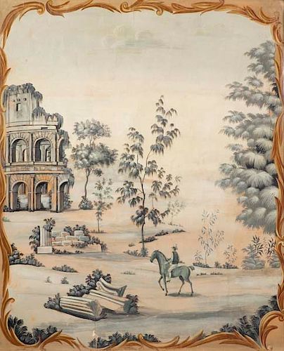A CONTINENTAL PAINTED WALLPAPER