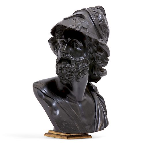 A CONTINENTAL PATINATED BRONZE BUST