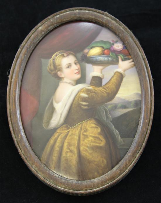 A Continental porcelain oval plaque