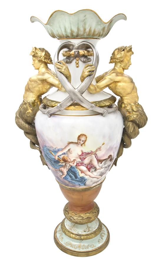 A Continental Porcelain Urn of
