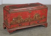 A CONTINENTAL RED JAPANNED COF
