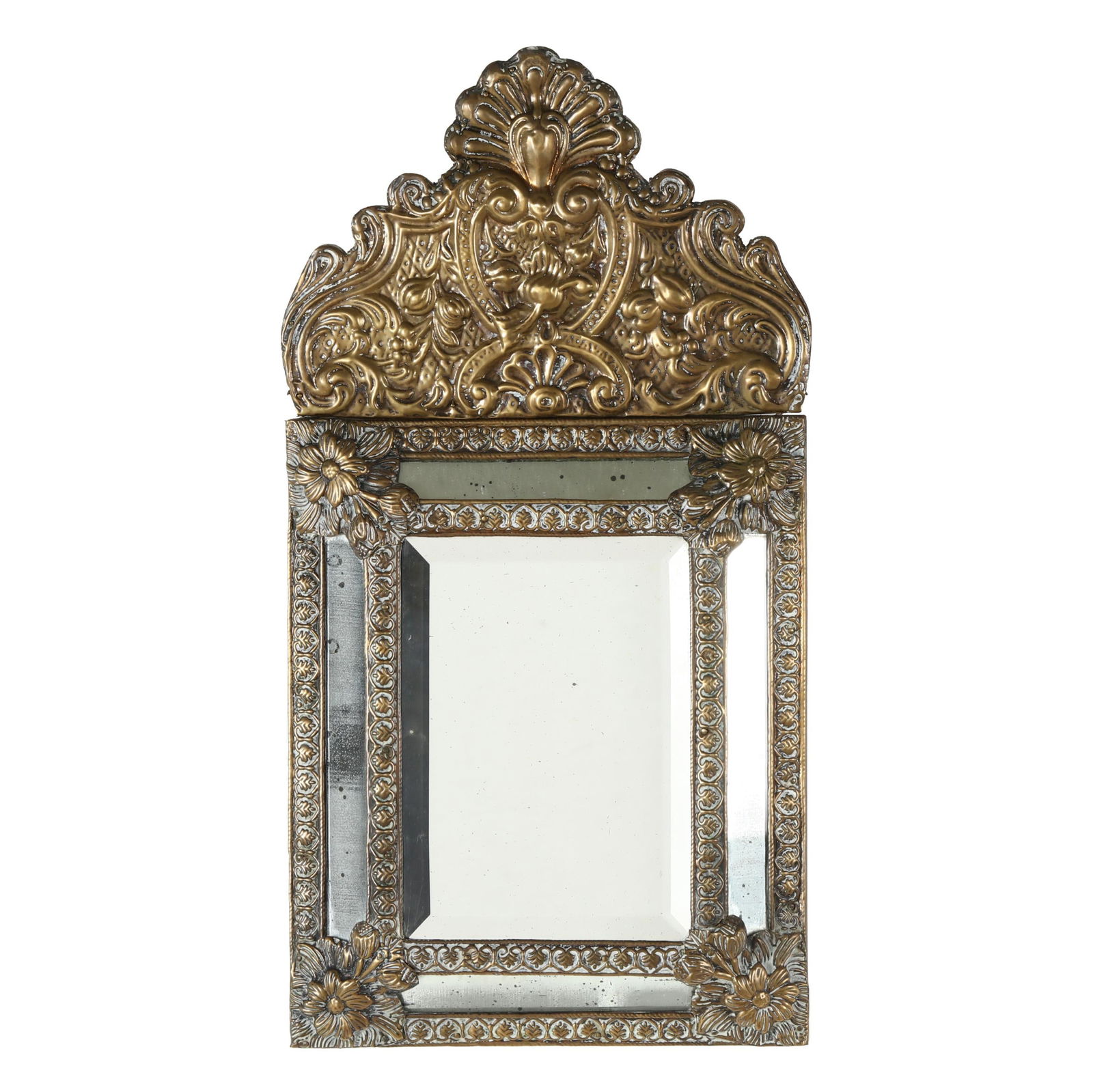 A CONTINENTAL REPOUSSE BRASS