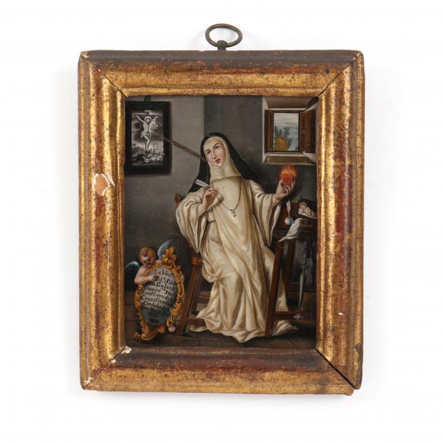 A CONTINENTAL REVERSE PAINTING ON