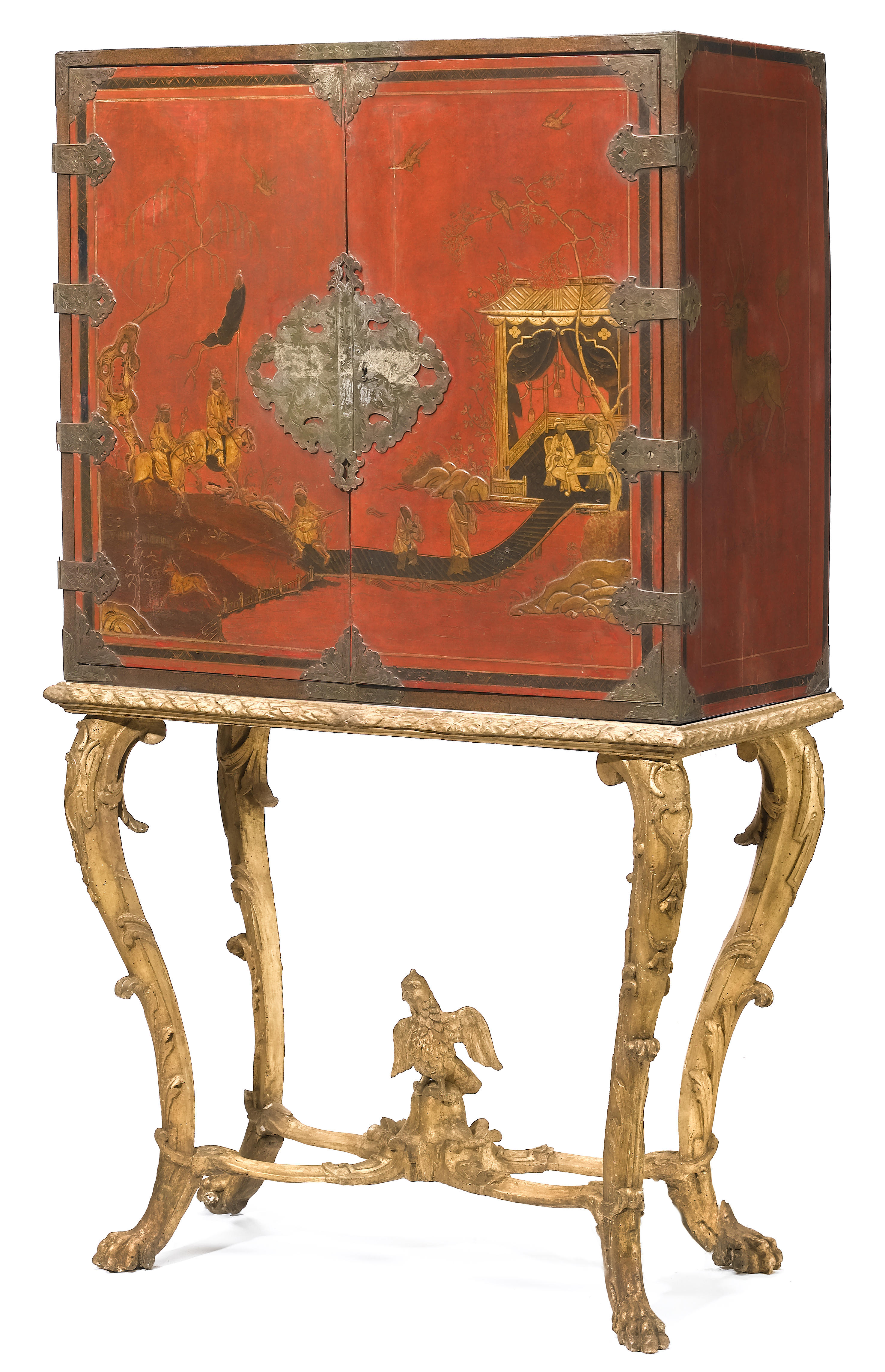 A Continental Rococo lacquered