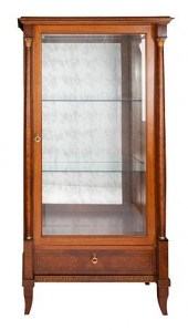 A CONTINENTAL WOODEN AND GLASS