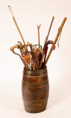 A coopered stick stand, circa 1900,