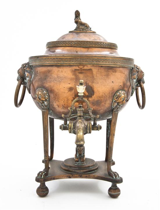 A Copper and Brass Kettle on