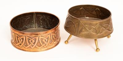 A copper jardiniere, repousse