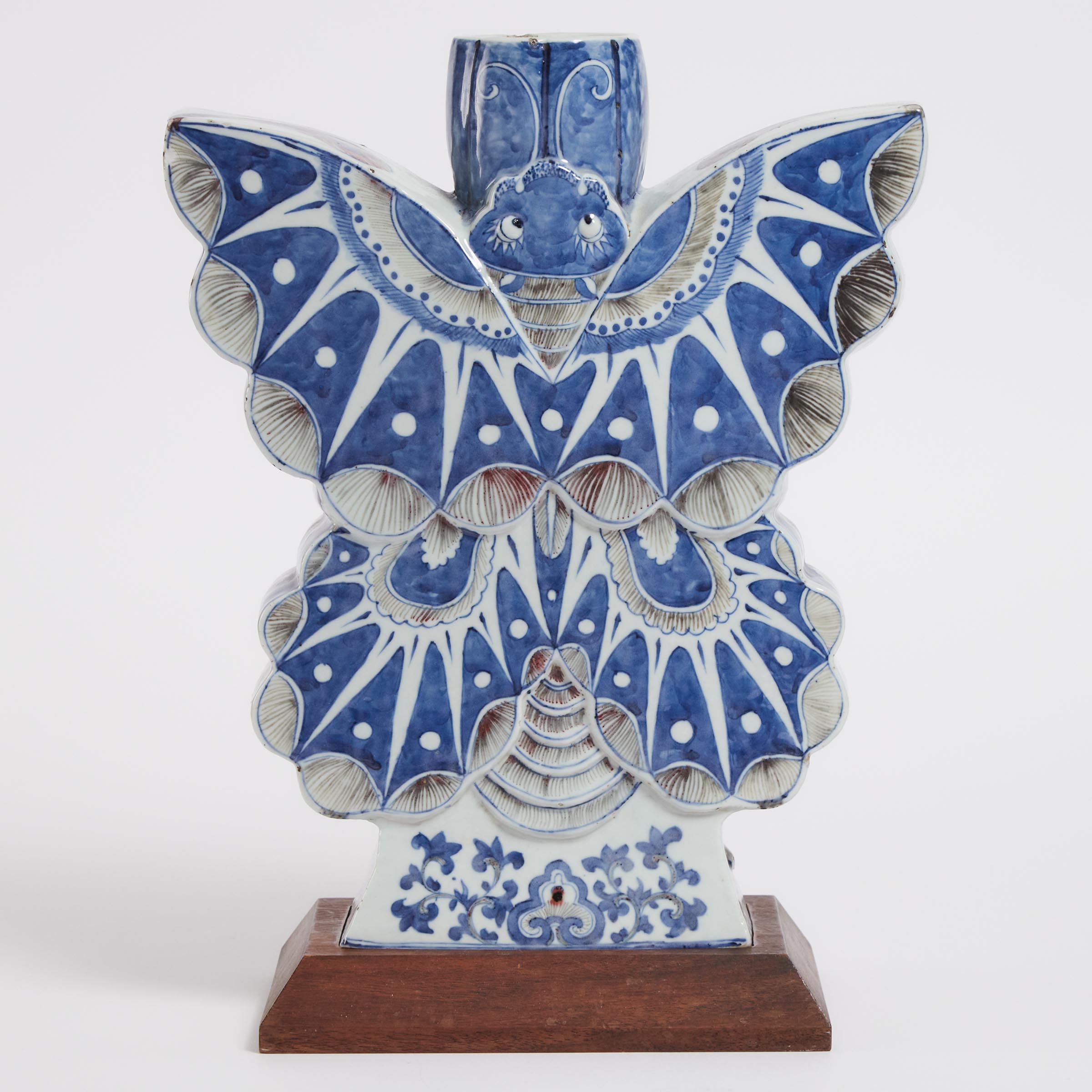 A Copper-Red Blue and White