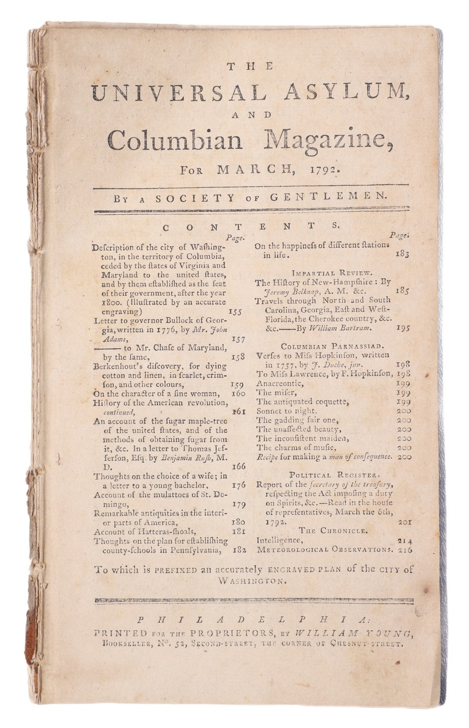 A copy of The Universal Asylum &