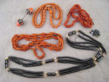 A coral necklace formed from