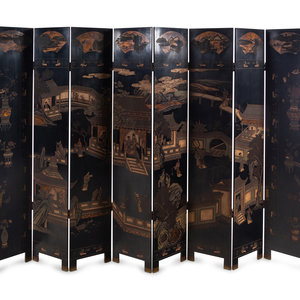 A Coromandel Lacquer Eight-Panel
