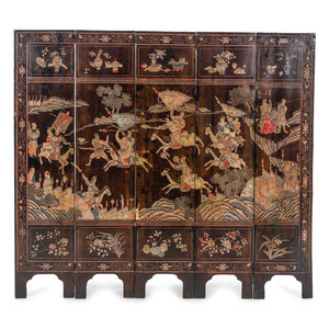 A Coromandel Lacquer Five-Panel