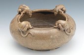 A Crackle Glazed Ceramic Cente