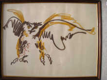 A crayon on paper of an owl