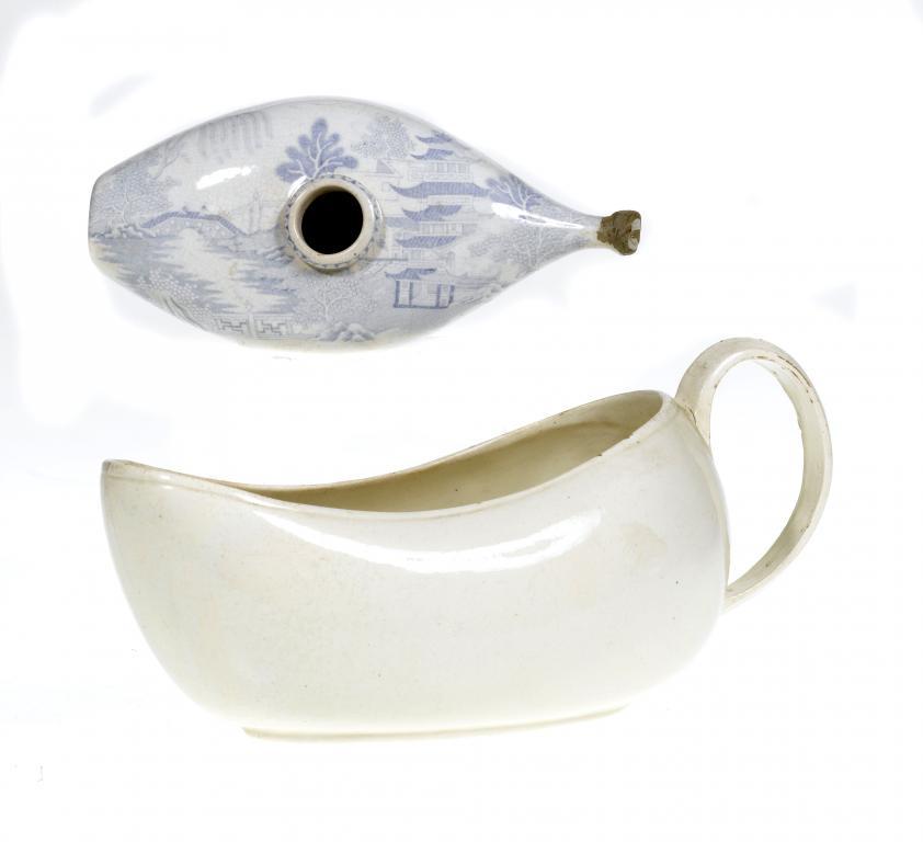 A CREAMWARE COACH-POT of