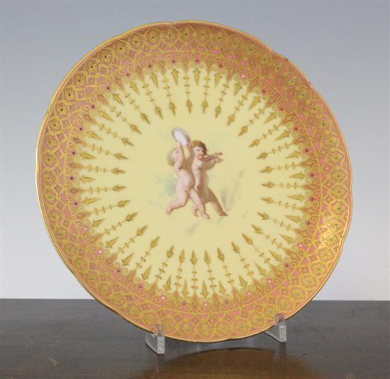 A Crown Derby cabinet plate painted