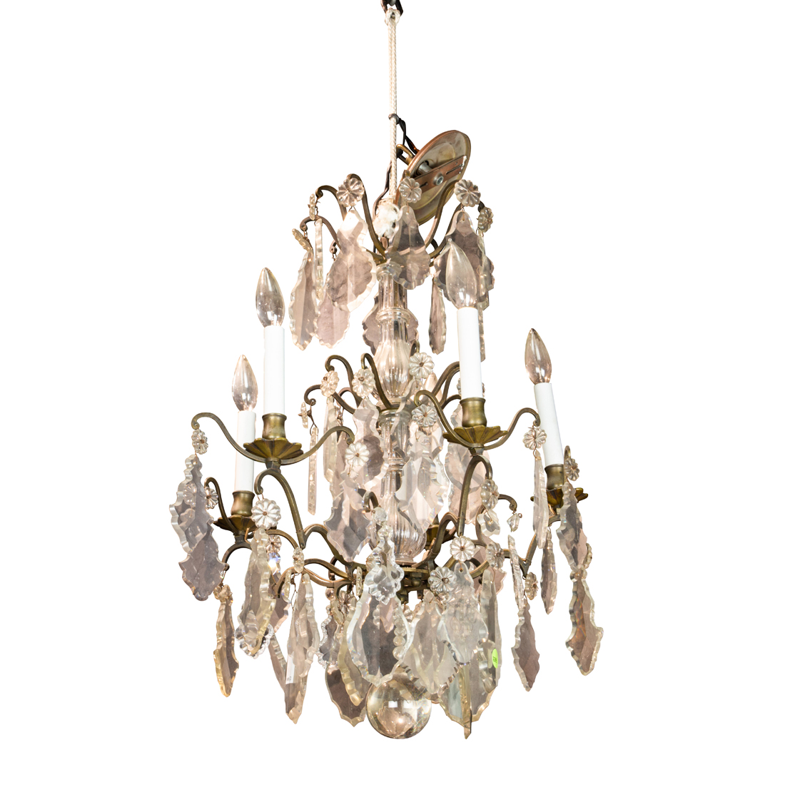 A CRYSTAL FIVE LIGHT CHANDELIER A