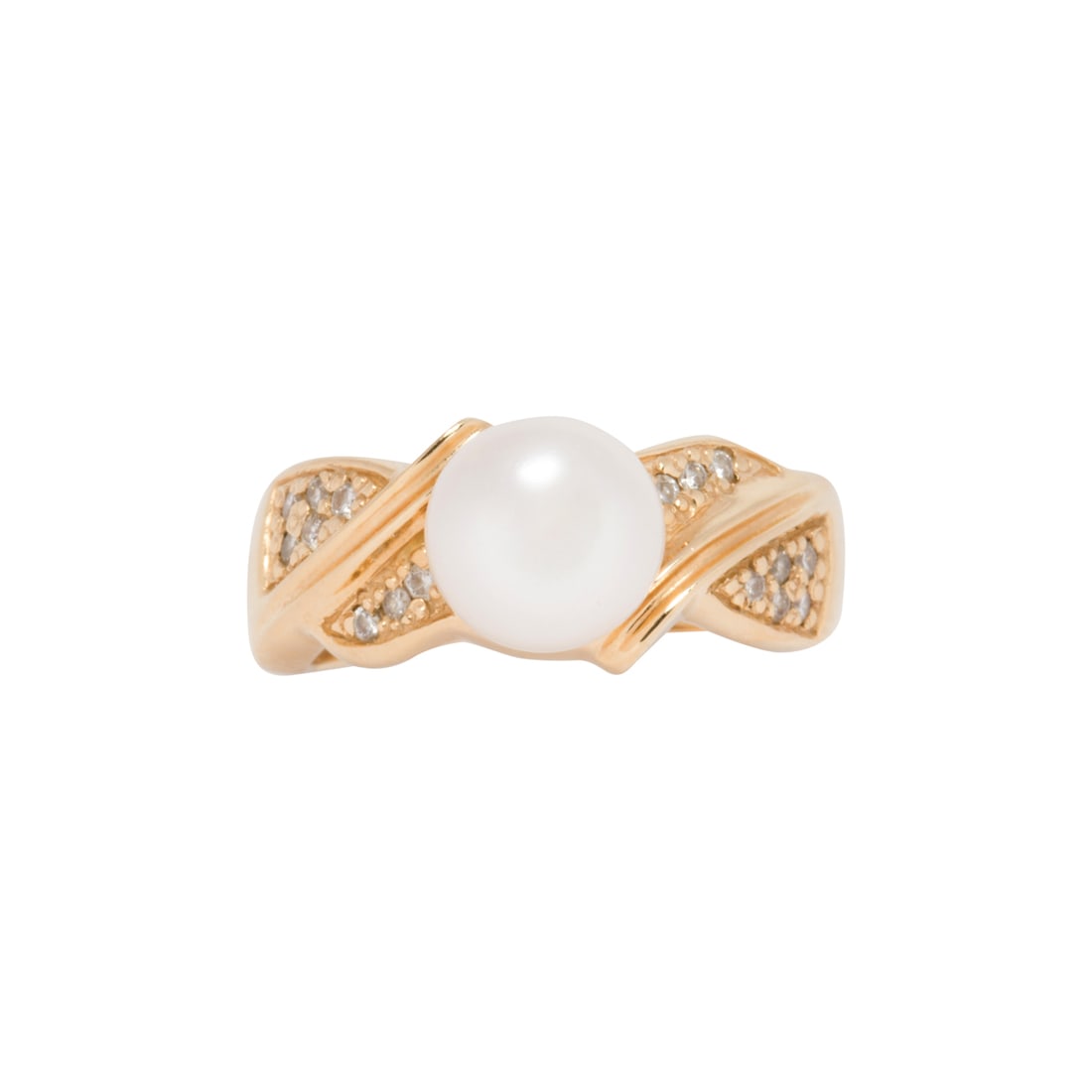 A CULTURED PEARL, DIAMOND AND 14K