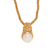 A CULTURED PEARL, DIAMOND AND