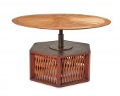 A CUSTOM TEAK ADJUSTABLE TABLE