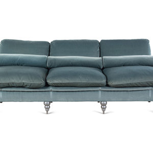 A Custom Velvet-Upholstered