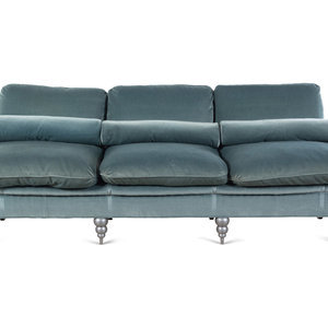 A Custom Velvet-Upholstered