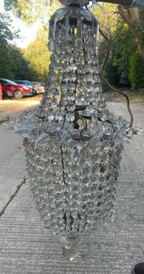 A cut-glass chandelier, drop