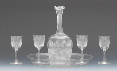 A Cut Glass Cordial Set of Decanter